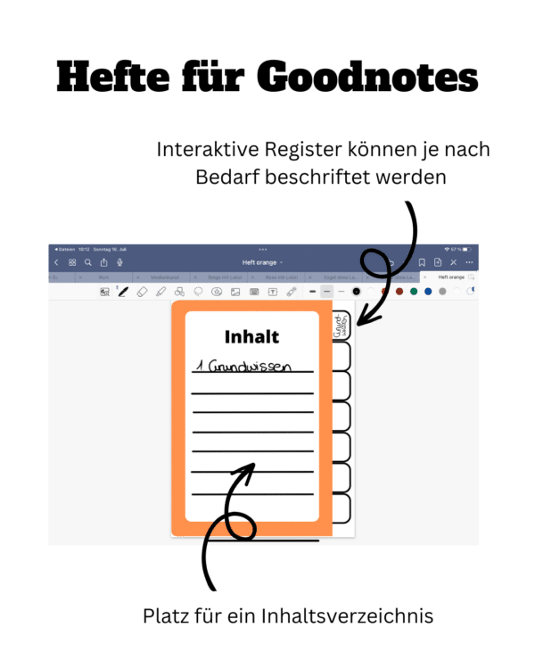 Digitales Heft „Orange“ für Goodnotes
