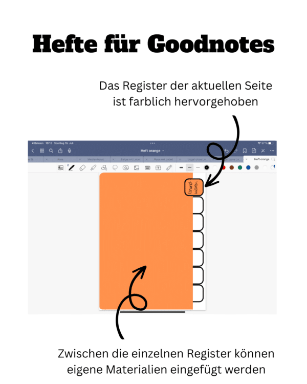 Digitales Heft „Orange“ für Goodnotes
