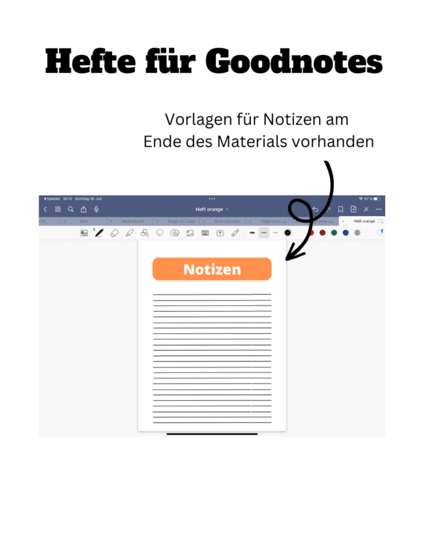 Digitales Heft „Orange“ für Goodnotes