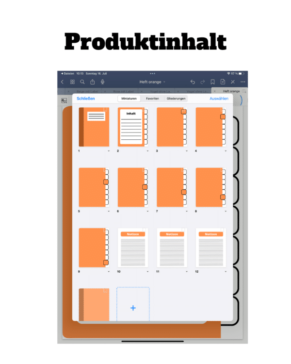 Digitales Heft „Orange“ für Goodnotes