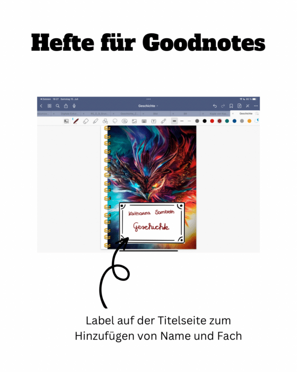 Heft „Vogel mit Label“ für Goodnotes