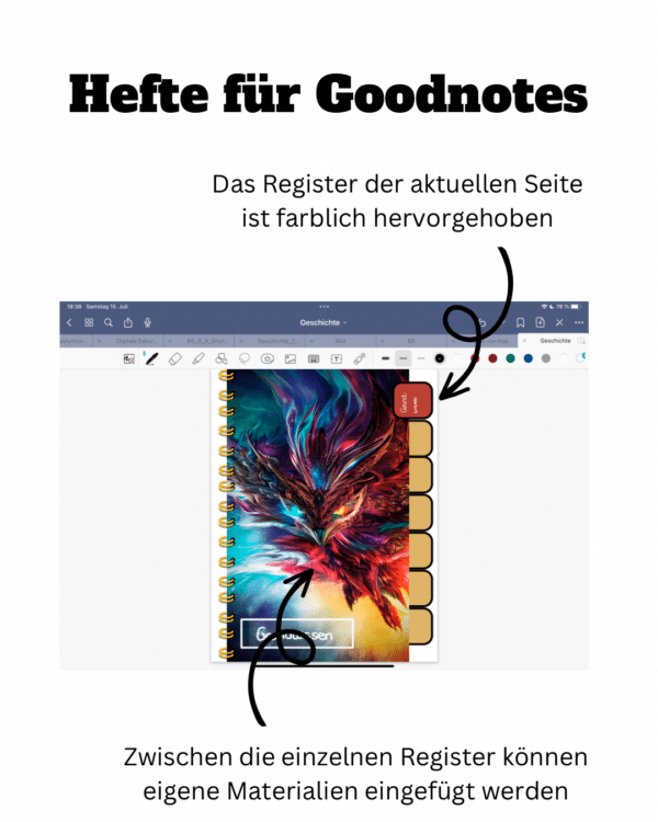 Heft „Vogel mit Label“ für Goodnotes