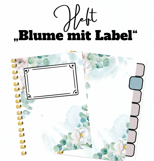 Digitales Heft „Blume mit Label“ für Goodnotes