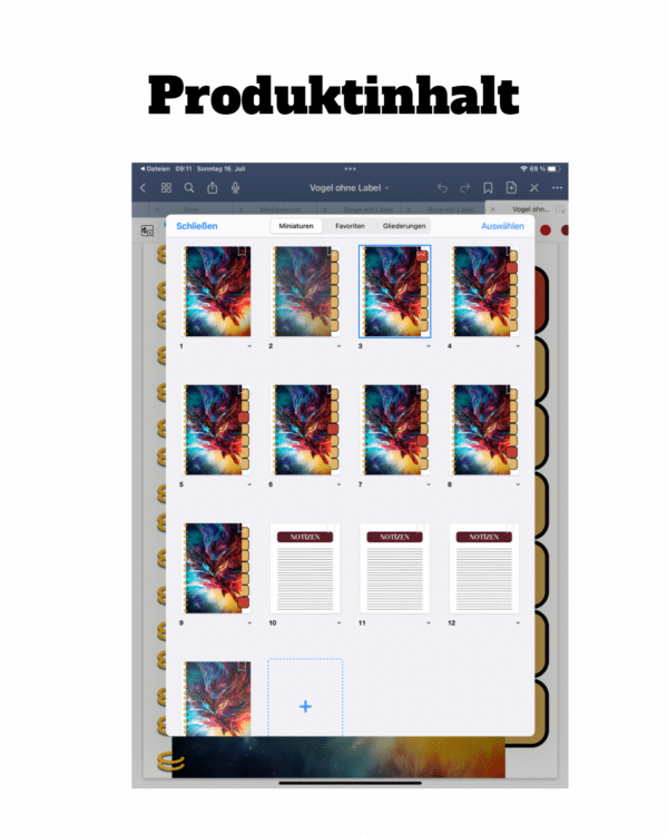 Digitales Spiralheft „Vogel ohne Label“ für Goodnotes