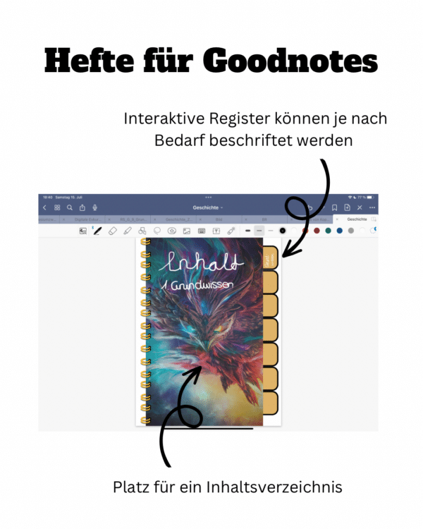 Heft „Vogel mit Label“ für Goodnotes